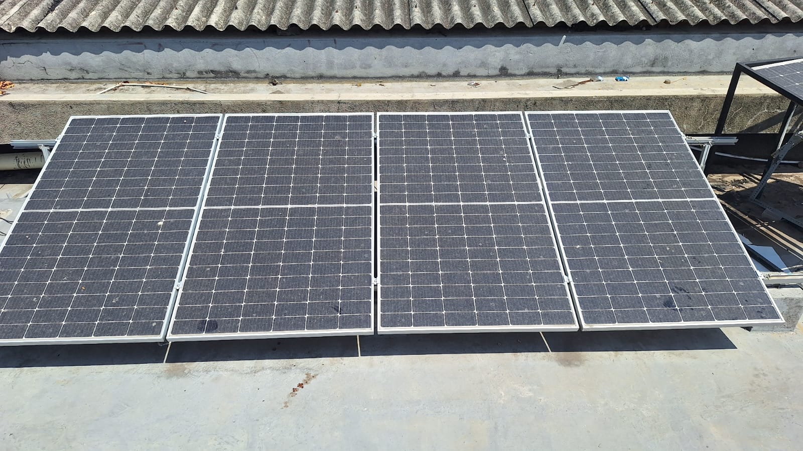 Solar panel array being maintained